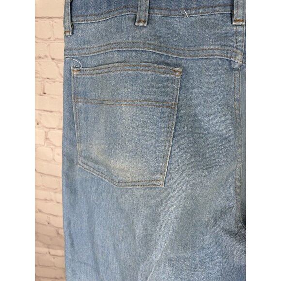VTG Wrangler Light Wash Distressed Blue Denim Wide Leg Men’s Jeans (36 X 29) - Picture 14 of 16